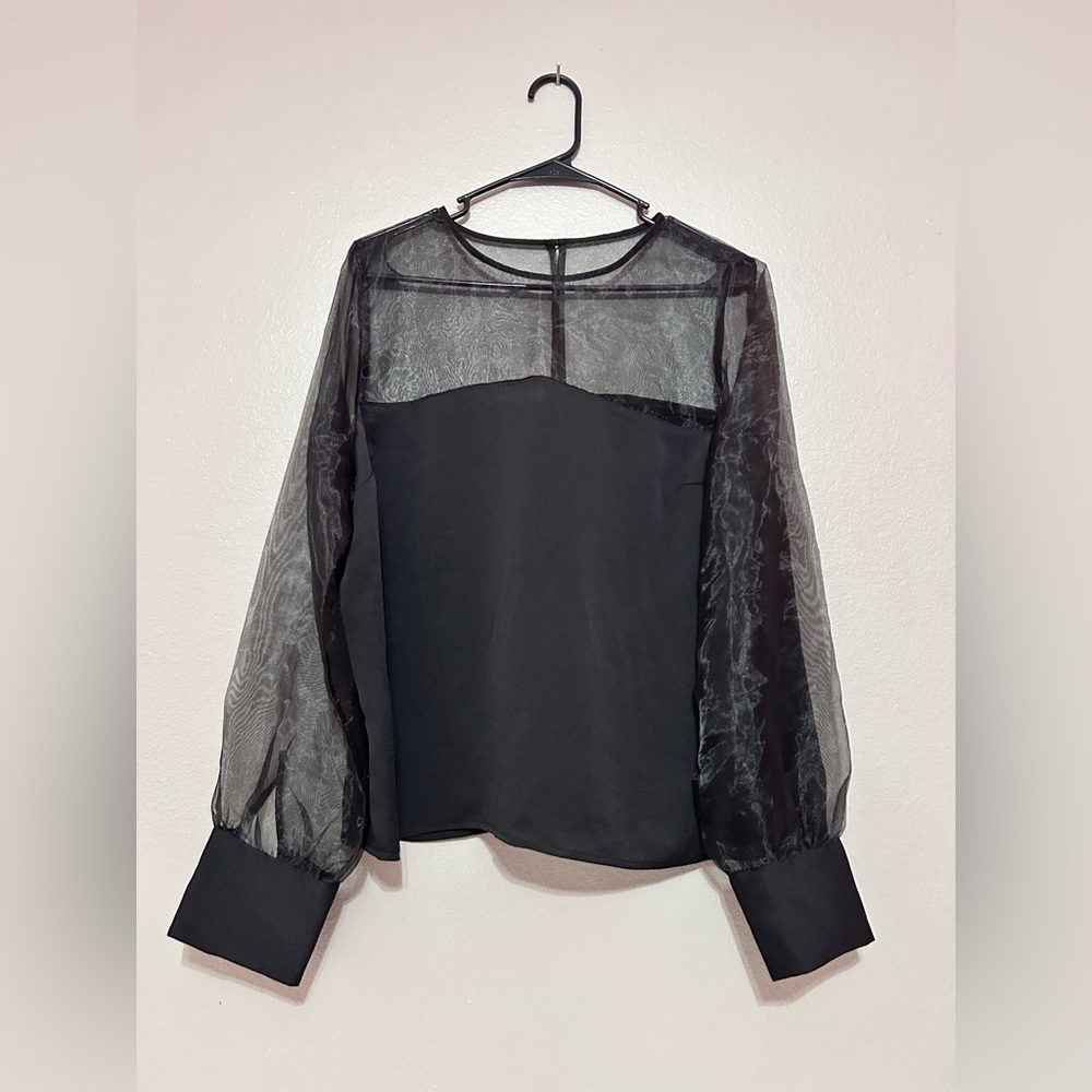 Express Black Sheer Sleeve Blouse
